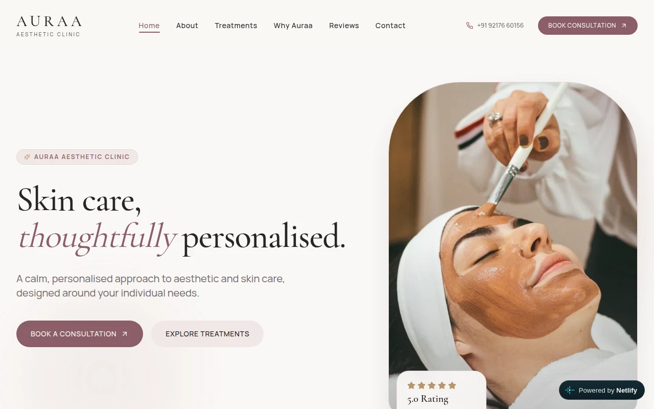 Auraa Aesthetic Clinic Care Portal Live Website