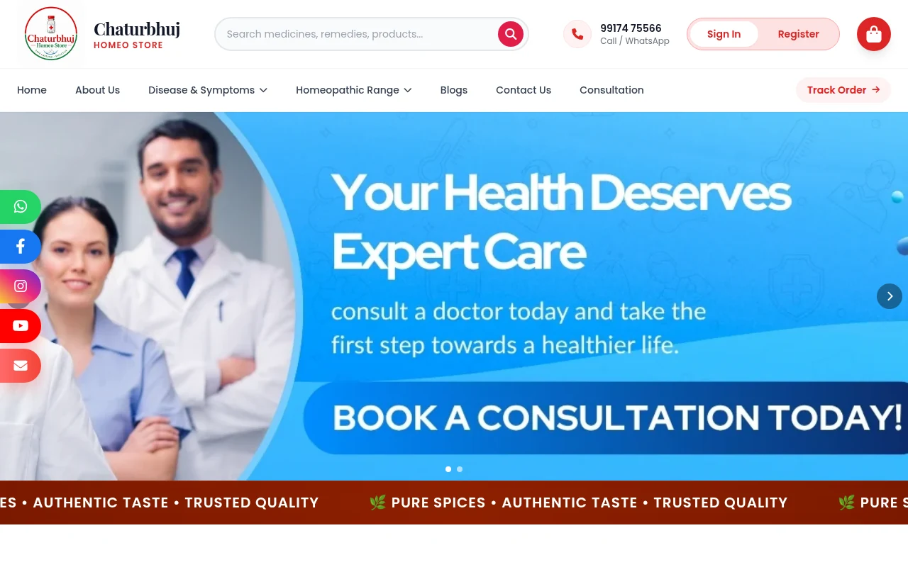 Chaturbhuj Homoeo Store Live Website